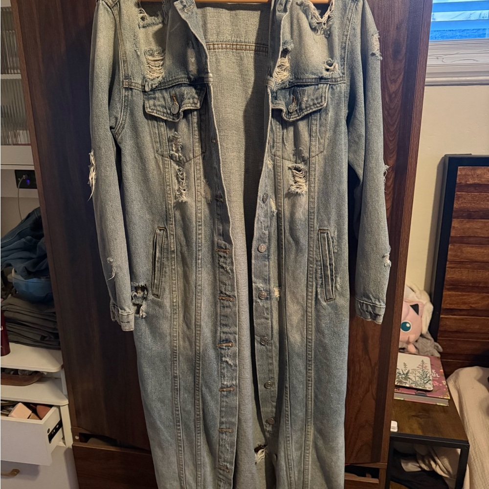 Mustard Seed Light Blue Distressed Jean Jacket